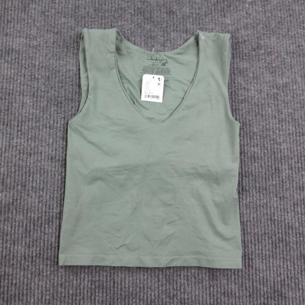 Free People Tank Womens M/L Green V-Neck Camisole Slim Stretch Nylon Spandex NWT